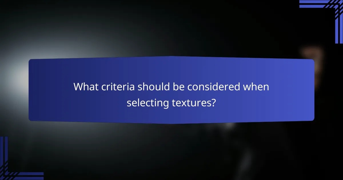 What criteria should be considered when selecting textures?